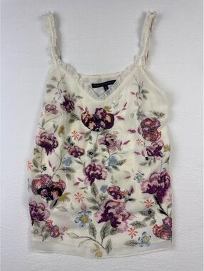White House Black Market Floral Embroidered Sleeveless Top Size M
